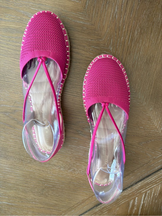 Kelly & Katie Shoes - Kelly & Katie Hot Pink Knit Espadrille Slingback Flats